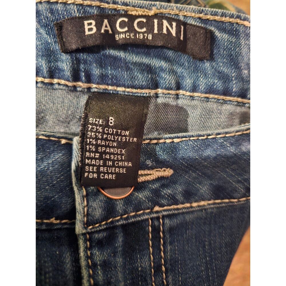(8) Baccini Womens Regular Straight Fit Dress Casual Floral Jeans Cotton Blend